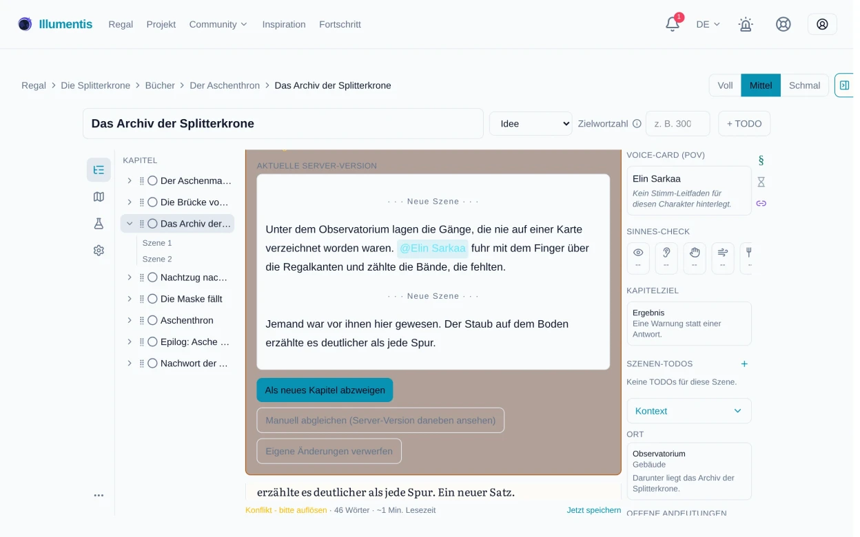 Der Konflikt-Dialog beim Speichern mit den drei Optionen