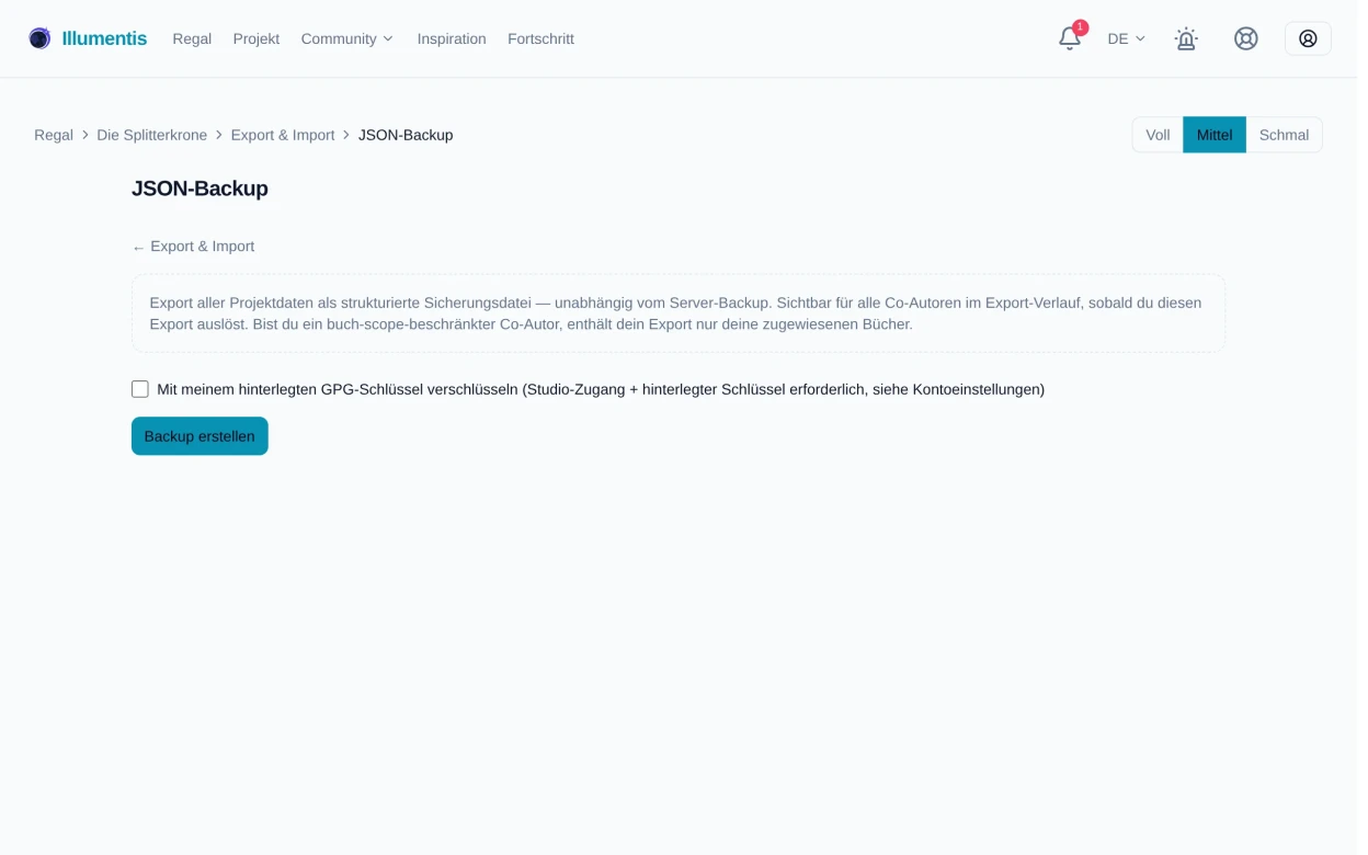 Das JSON-Backup